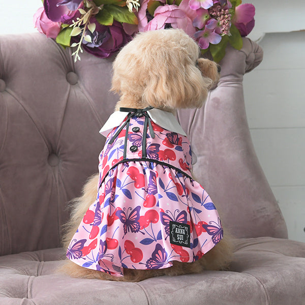 ANNA SUI リボンタイチェリー総柄ワンピース