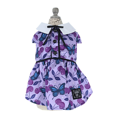 ANNA SUI　リボンタイチェリー総柄ワンピース