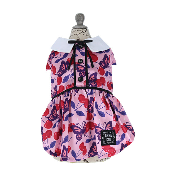 ANNA SUI　リボンタイチェリー総柄ワンピース