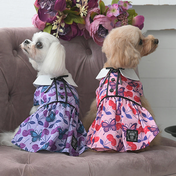 ANNA SUI　リボンタイチェリー総柄ワンピース